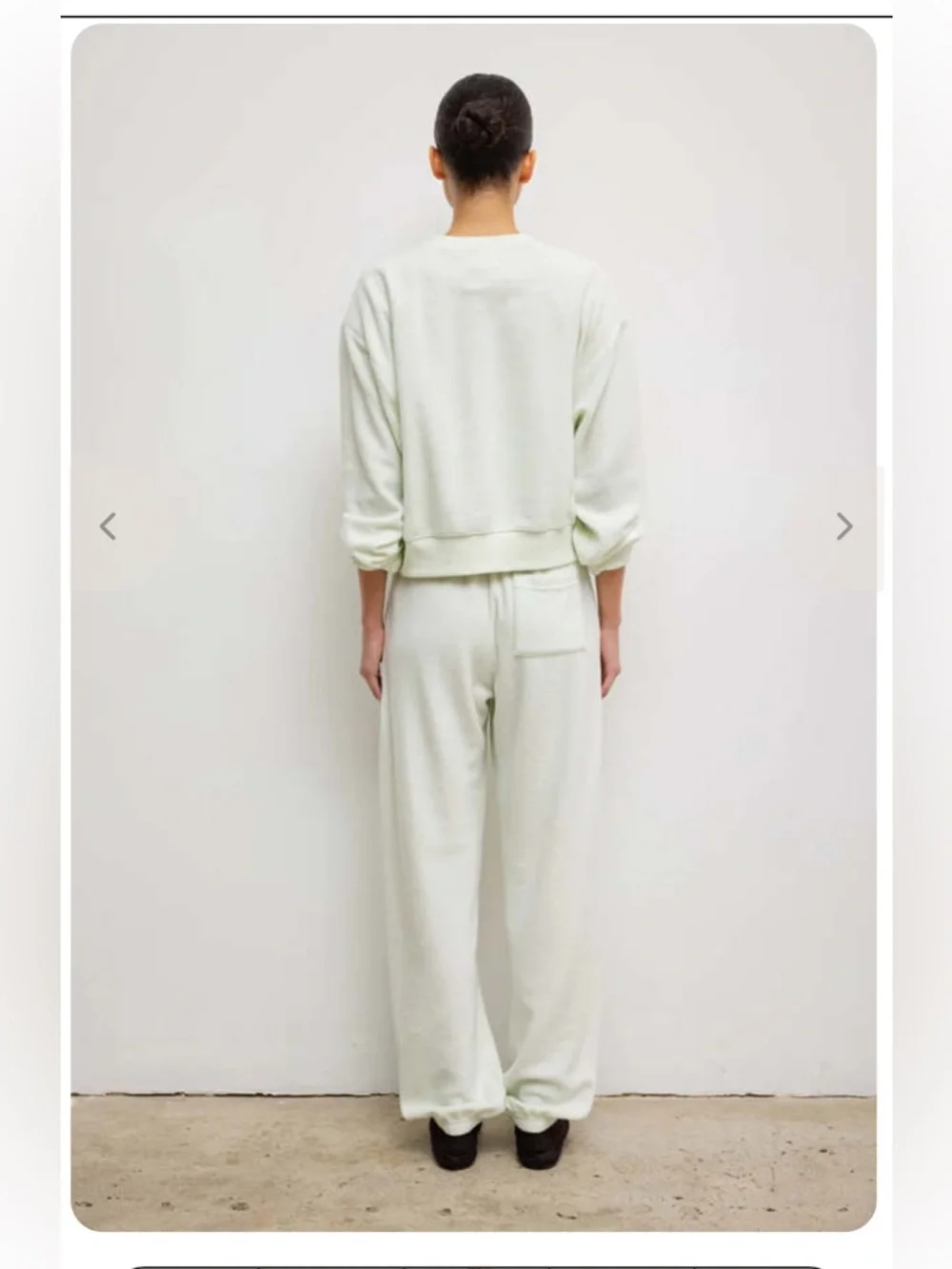 Leset Teddy Classic Crew & Jogger Set Celery Green  M French Terry Loungewear